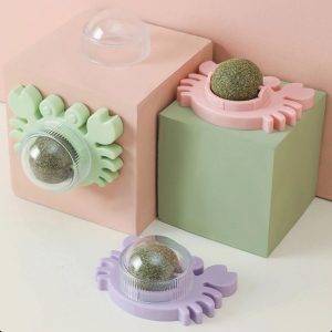 Bolita de Catnip para Gatos con Adhesivo | Juguete Interactivo para Pared - Verde