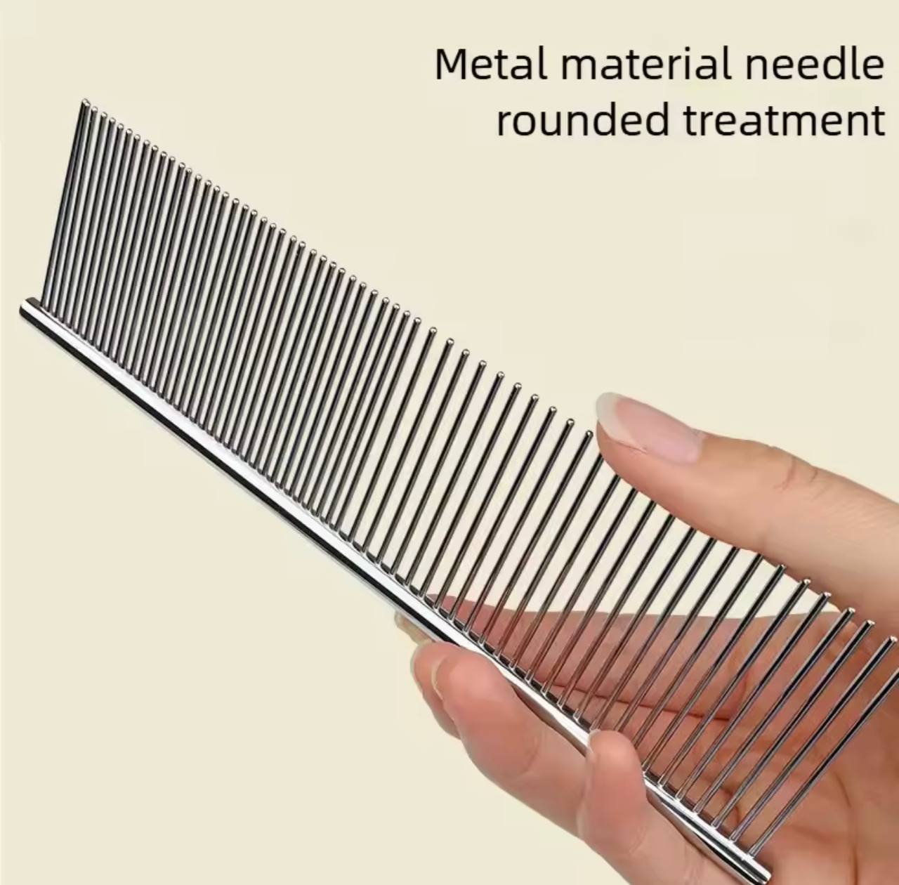 Peinilla Metálica para Perros y Gatos | Peine de Dientes Anchos para Desenredar - Imagen 3