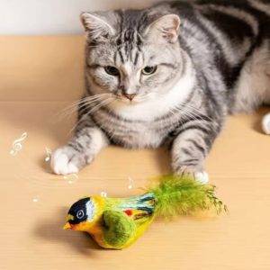 Peluche Interactivo para Gatos con Catnip y Sonido de Pájaro | Juguete de Estimulación