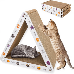 Rascador Triangular para Gatos 3 en 1 | Gimnasio y Cama de Cartón Corrugado
