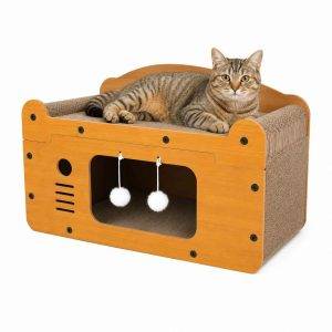 Casa Rascador para Gatos de Cartón Corrugado | Descanso y Diversión