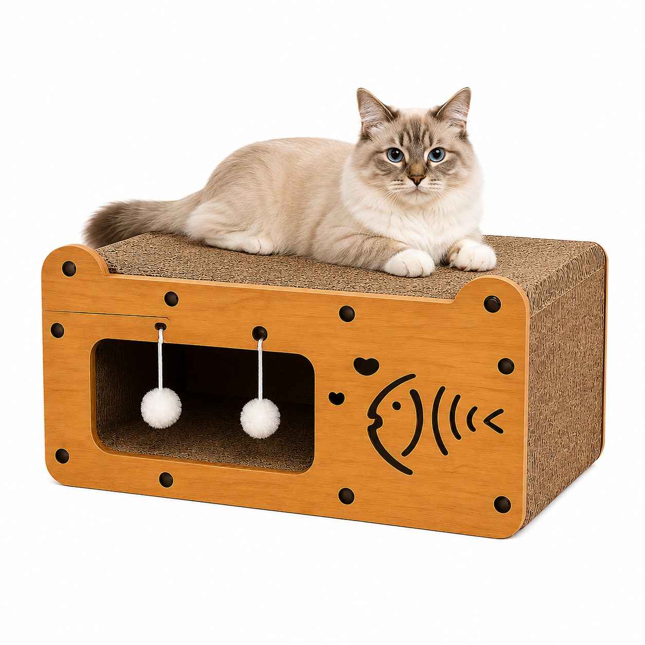 Casa Rascador para Gatos de Cartón Corrugado | Descanso y Diversión